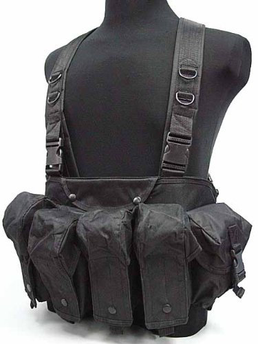 Tactical Magazine Chest Rig Carry Vest Black (600D)