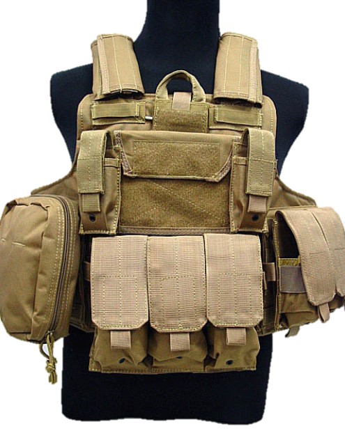 ac20115t-1_1.jpg Molle Tactical Strike Plate Carrier Vest Tan (600D) - Image 1