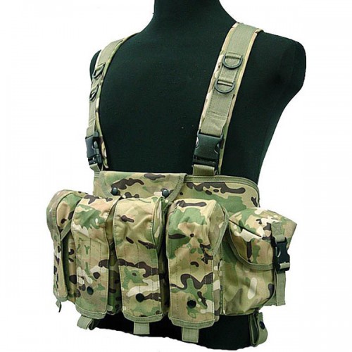 Tactical 4 Pouches Magazine Carry Chest Rig Vest - Multicam