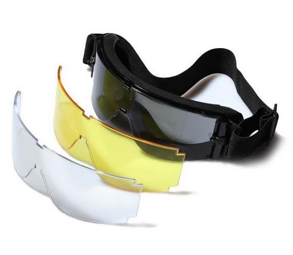 X800 Tactical Goggle Glasses 3pcs Set - Black