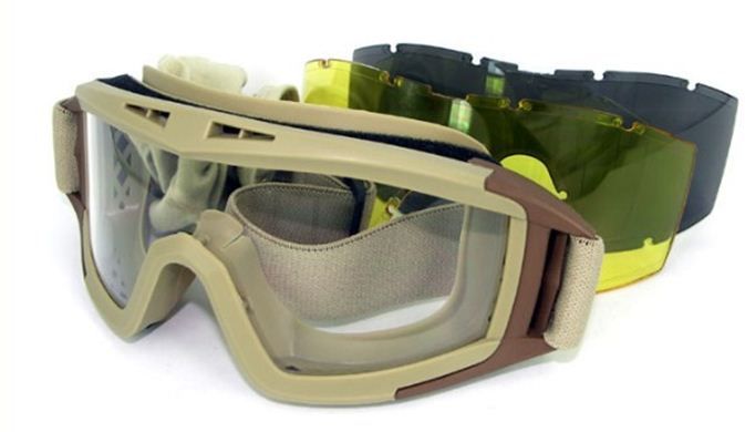 Desert Locust Goggles w/2 set glasses - TAN