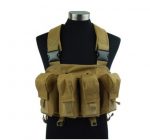 Tactical 4 Pouches Magazine Carry Chest Rig Vest - Coyote