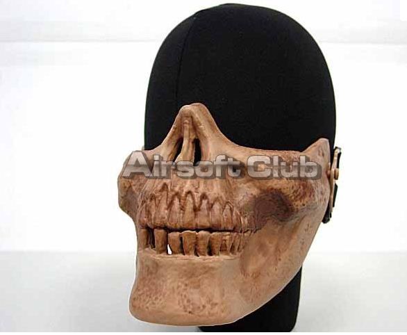 Skull Skeleton Half Face Protector Mask Brown