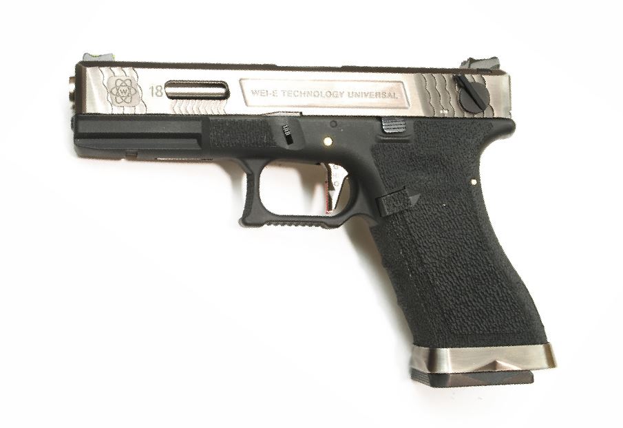 WE Force G18C GBB BK (Silver Slide and Silver Barrel)