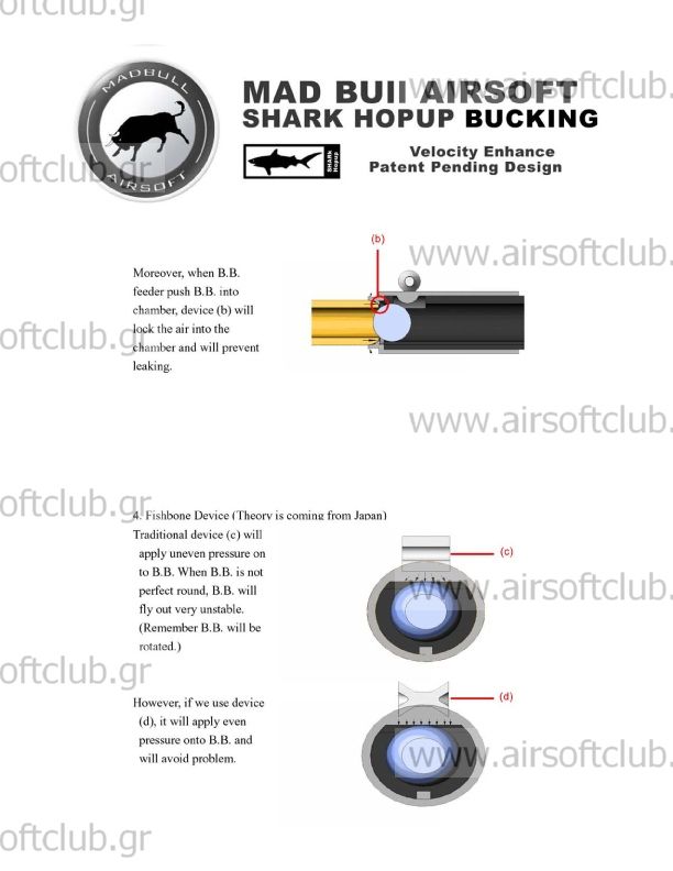 60 Degree Shark Hopup Bucking: rubber + "X" type spacing 2   pcs