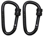 Carabiner, D 6mmx6 cm, Black, Screw Lock, two pack