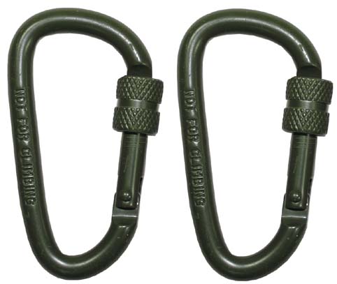Carabiner, D 6mmx6 cm, OD, Screw Lock, two pack