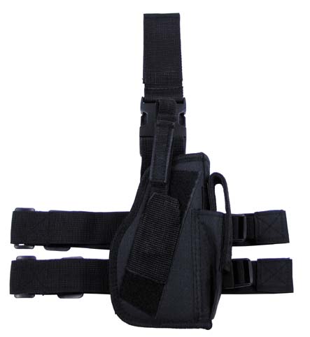 Tactical Holster, Black, Leg and Belt fixing, right