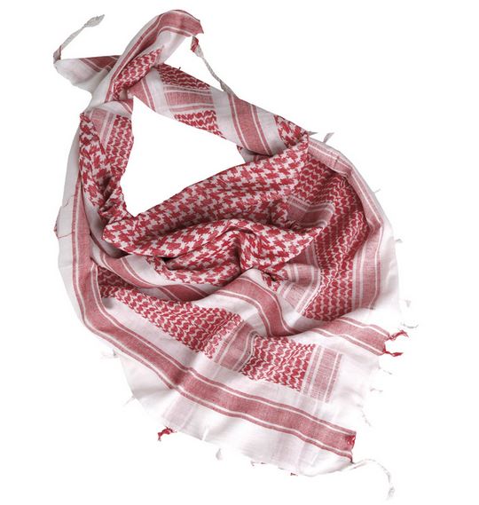 SHEMAGH 110X110CM WHITE/RED