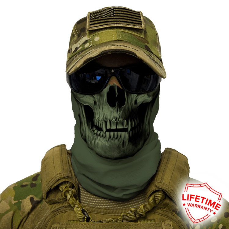 FACE SHIELD-TACTICAL / OD GREEN SKULL