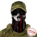 FACE SHIELD-THIN RED LINE SKULL
