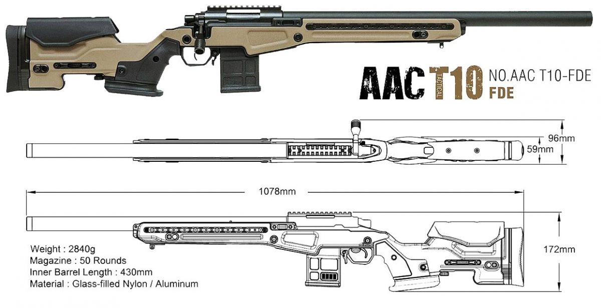AAC T10 Bolt Action Sniper Rifle  FDE - Image 3