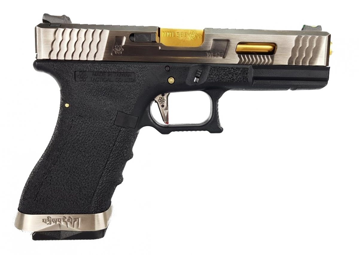 WE Force G18C GBB BK (Silver Slide and Gold Barrel) - Image 3