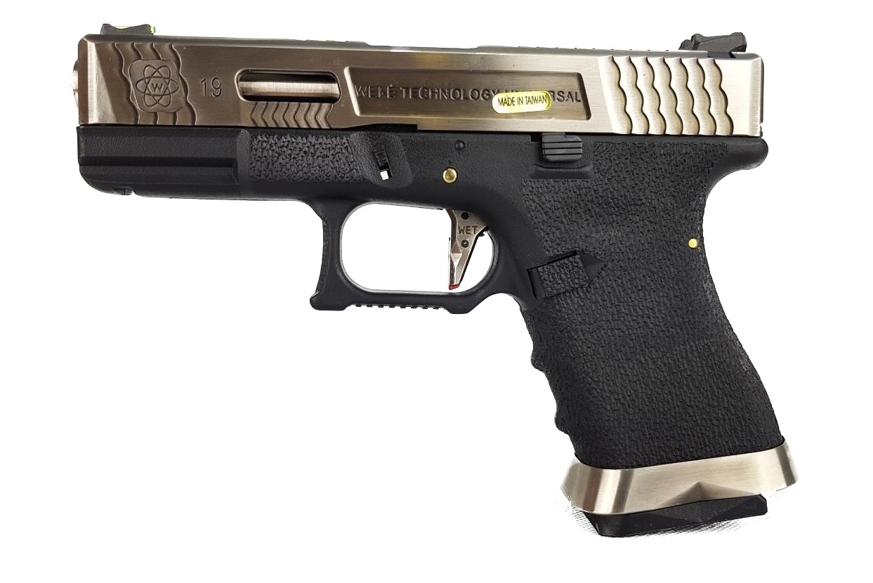 WE Force G19 GBB BK (Silver Slide and Silver Barrel)