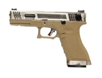 WE Force G18C GBB Tan (Silver Slide and Silver Barrel)