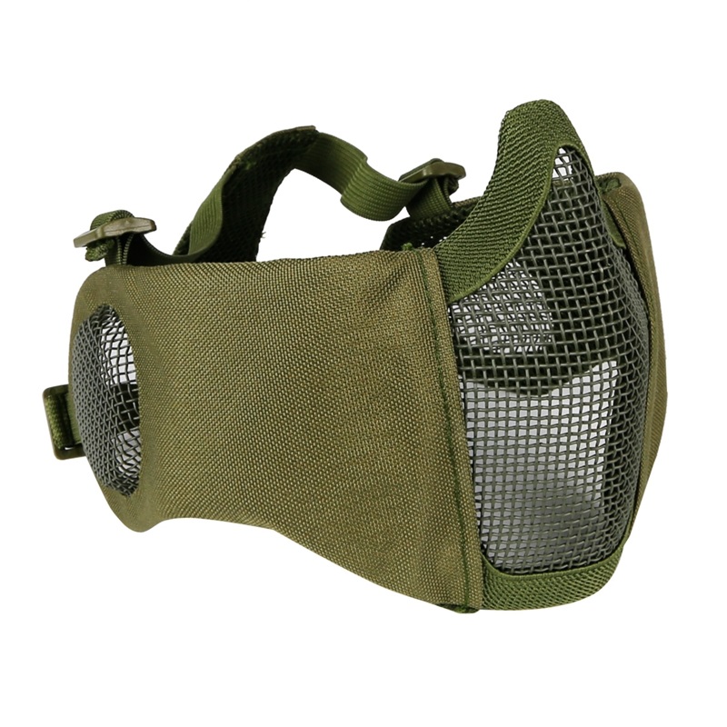 New-Tactical-Airsoft-Masks-Paintball-CS-Foldable-Half-Face-Low-carbon-Steel-Mesh-Military-Style-Comfortable Tactical Elite Mask - OD - Image 1