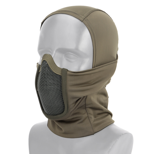 Tactical-Balaclava-Mesh-Mask-Airsoft-Paintball-Full-Face-Protection-Ninja-Style-Hood-Steel-Metal-Mask-Foldable.jpg_640x640 (2) Tactical Balaclava Mesh Mask - OD - Image 1